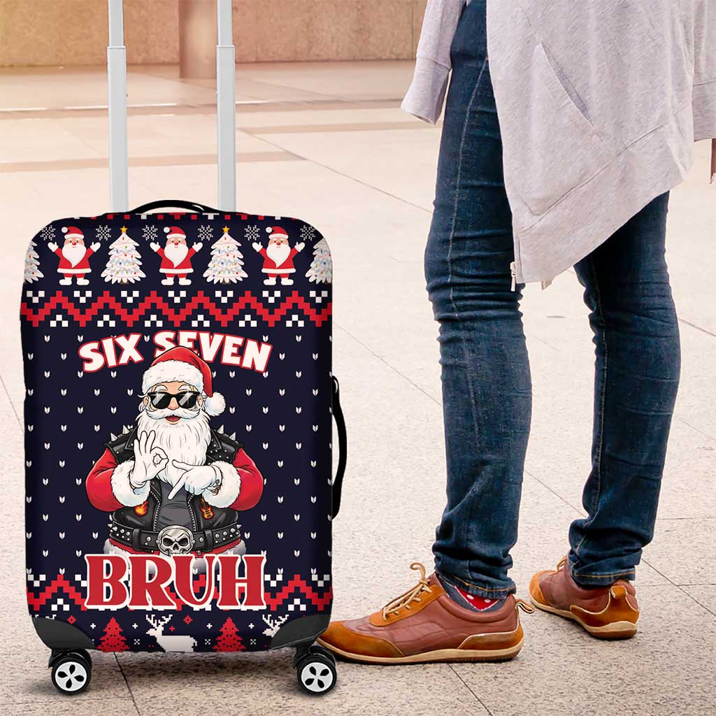 Funny Santa Six Seven Bruh Christmas Luggage Cover Meme Gen Alpha Slang - Wonder Print Shop