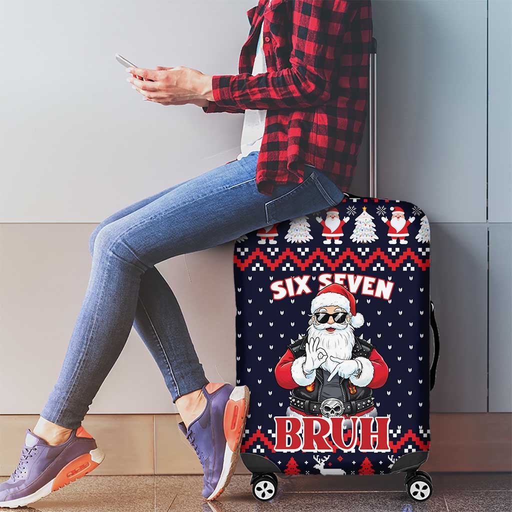 Funny Santa Six Seven Bruh Christmas Luggage Cover Meme Gen Alpha Slang - Wonder Print Shop