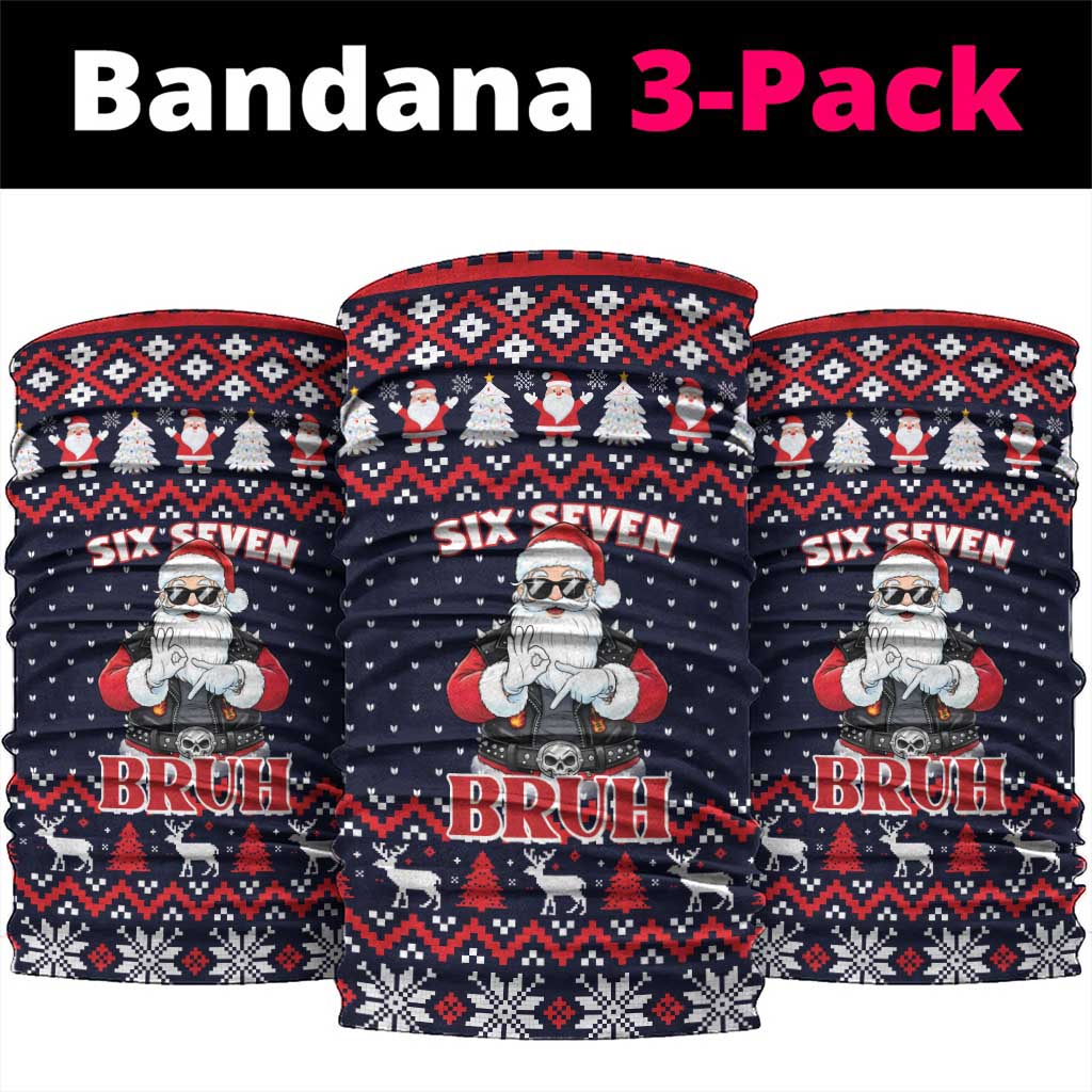 Funny Santa Six Seven Bruh Christmas Neck Gaiter Meme Gen Alpha Slang - Wonder Print Shop
