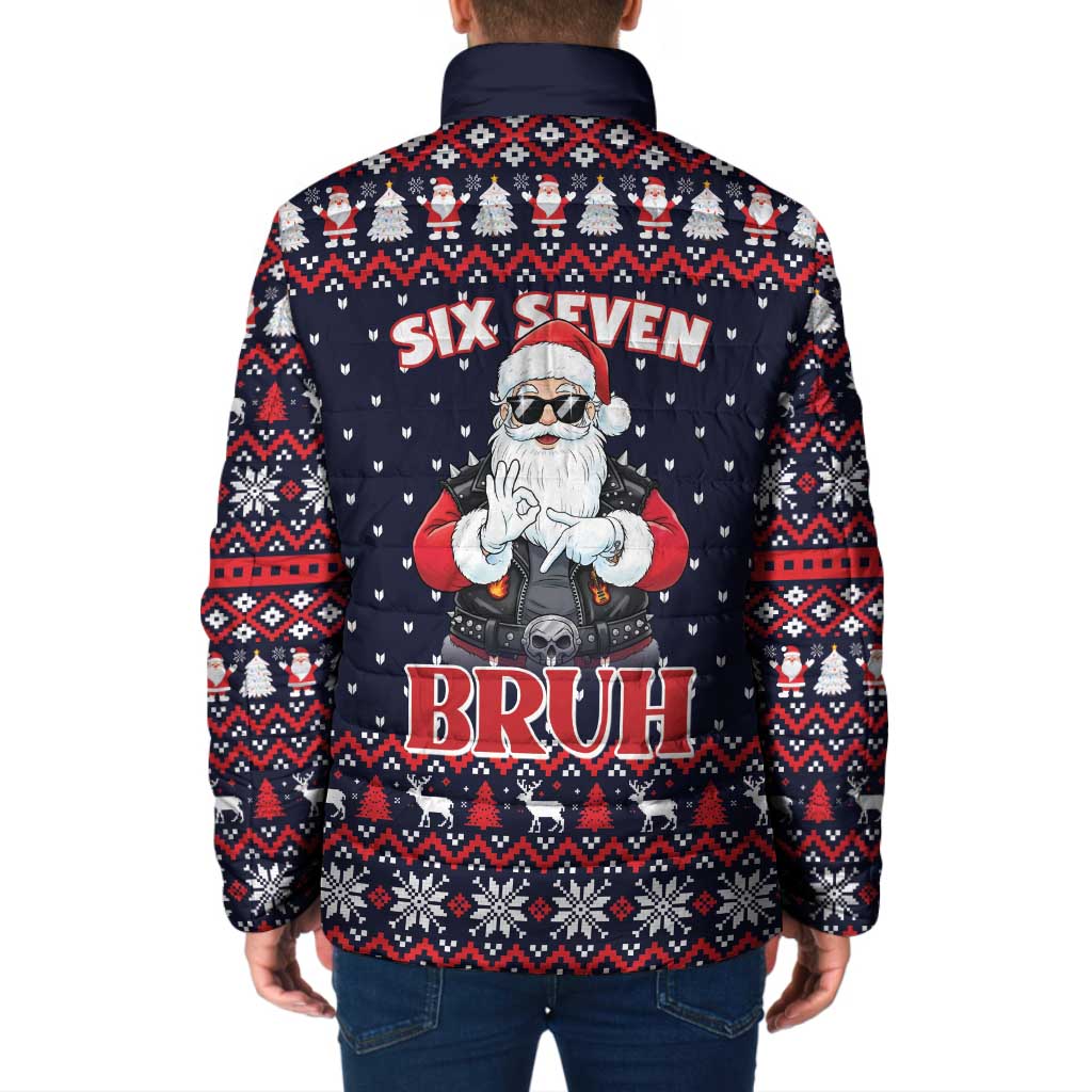 Funny Santa Six Seven Bruh Christmas Padded Jacket Meme Gen Alpha Slang - Wonder Print Shop