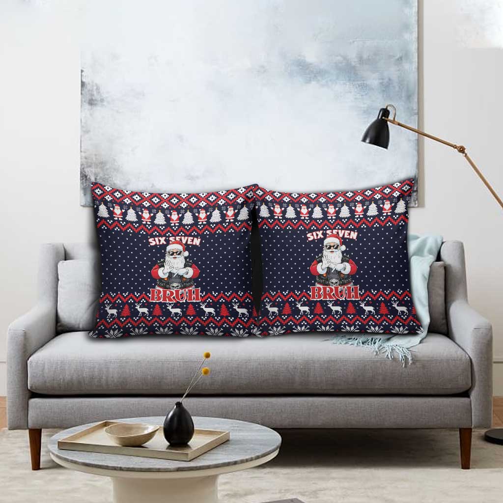 Funny Santa Six Seven Bruh Christmas Pillow Cover Meme Gen Alpha Slang - Wonder Print Shop