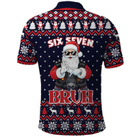 Funny Santa Six Seven Bruh Christmas Polo Shirt Meme Gen Alpha Slang - Wonder Print Shop