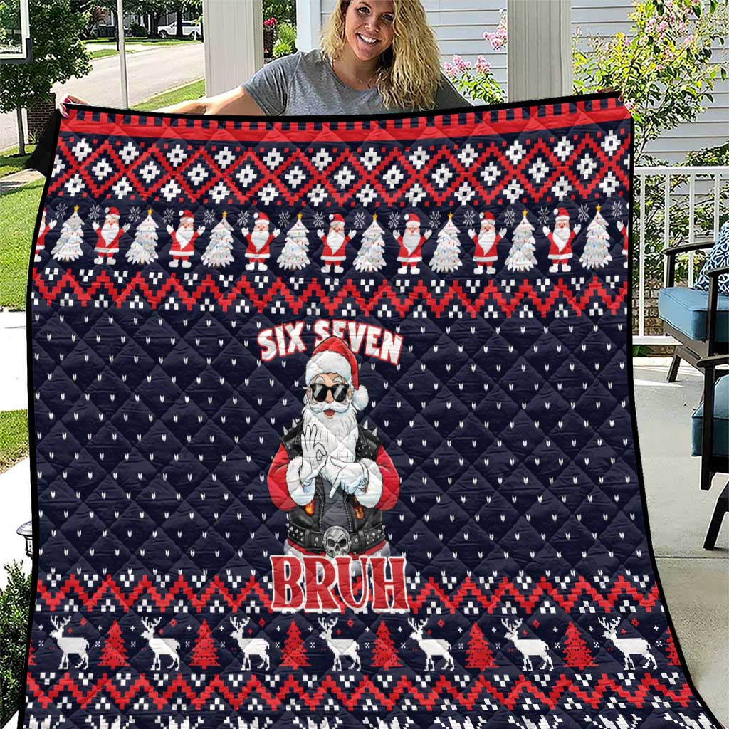 Funny Santa Six Seven Bruh Christmas Quilt Meme Gen Alpha Slang - Wonder Print Shop