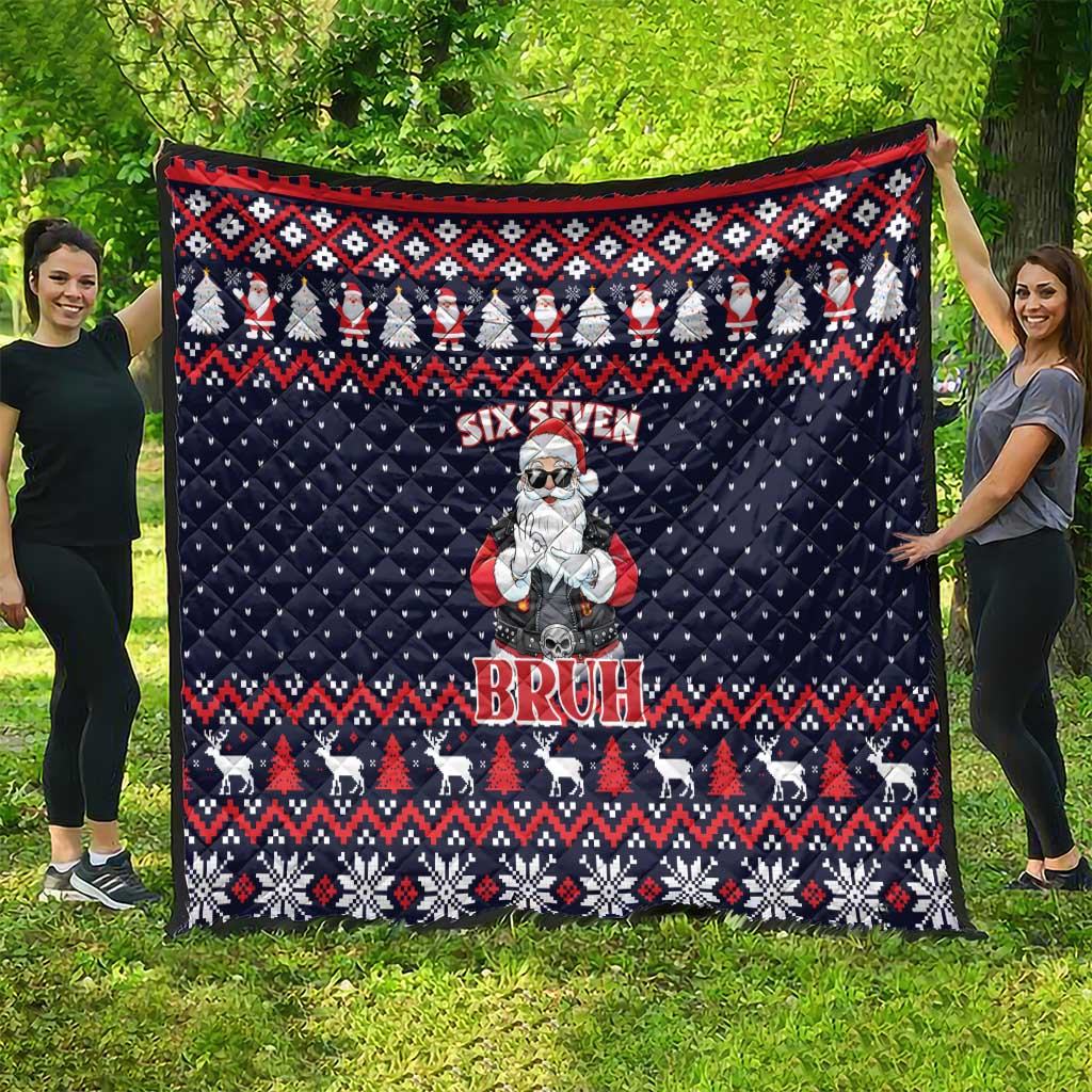 Funny Santa Six Seven Bruh Christmas Quilt Meme Gen Alpha Slang - Wonder Print Shop