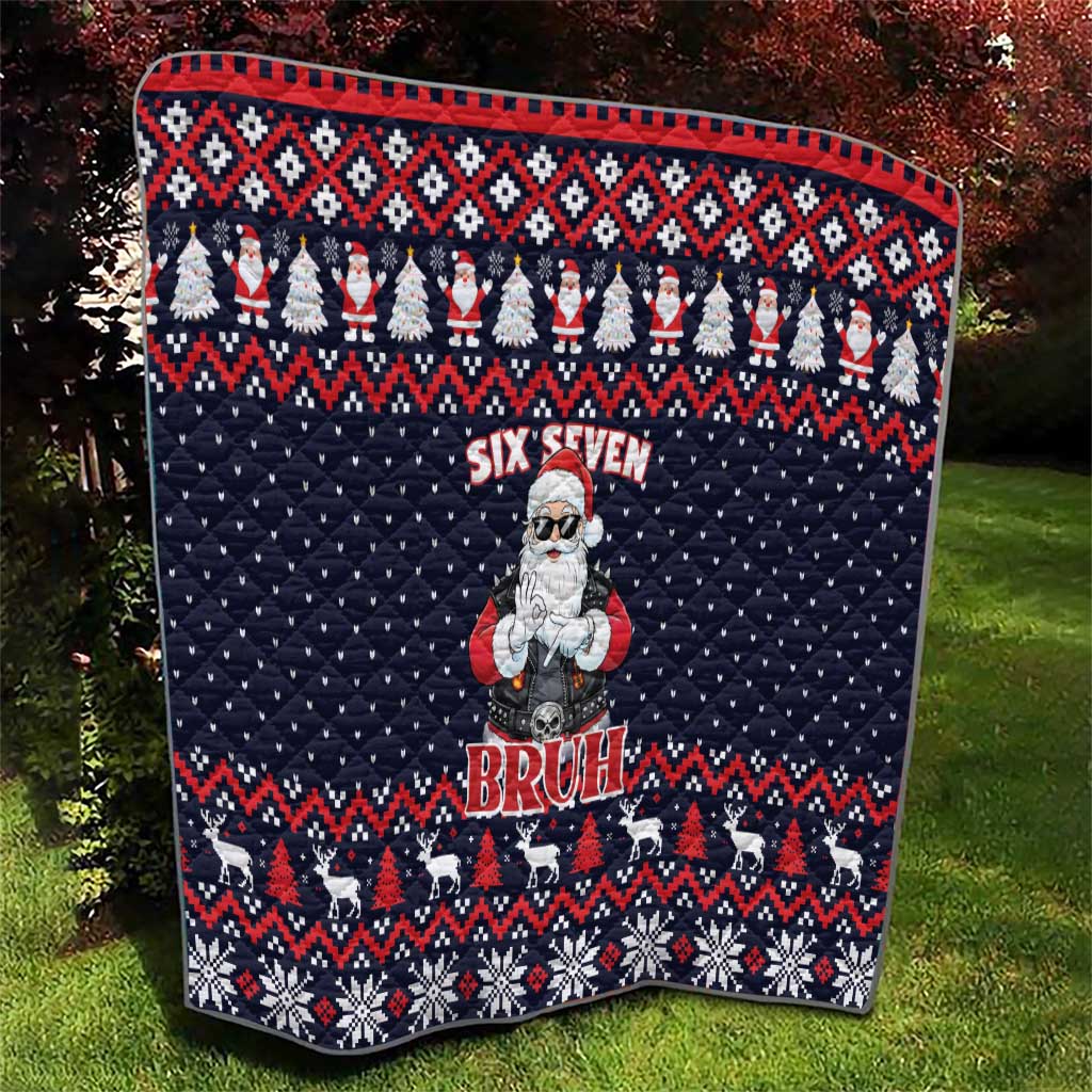 Funny Santa Six Seven Bruh Christmas Quilt Meme Gen Alpha Slang - Wonder Print Shop