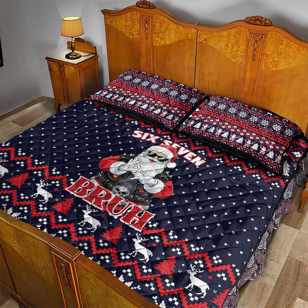 Funny Santa Six Seven Bruh Christmas Quilt Bed Set Meme Gen Alpha Slang - Wonder Print Shop