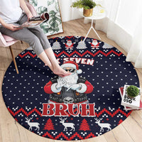 Funny Santa Six Seven Bruh Christmas Round Carpet Meme Gen Alpha Slang - Wonder Print Shop