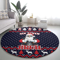 Funny Santa Six Seven Bruh Christmas Round Carpet Meme Gen Alpha Slang - Wonder Print Shop