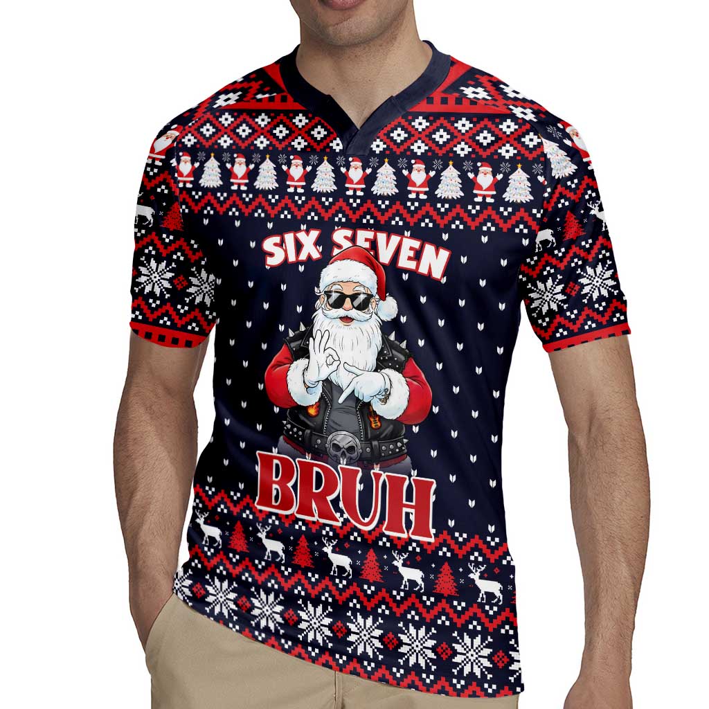 Funny Santa Six Seven Bruh Christmas Rugby Jersey Meme Gen Alpha Slang - Wonder Print Shop