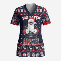 Funny Santa Six Seven Bruh Christmas Scrub Top Meme Gen Alpha Slang - Wonder Print Shop
