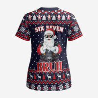 Funny Santa Six Seven Bruh Christmas Scrub Top Meme Gen Alpha Slang - Wonder Print Shop