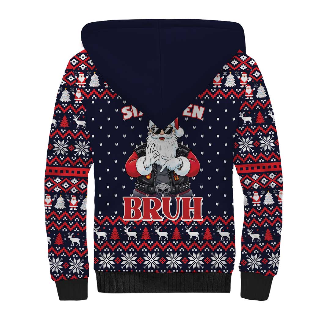 Funny Santa Six Seven Bruh Christmas Sherpa Hoodie Meme Gen Alpha Slang - Wonder Print Shop