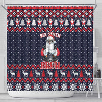 Funny Santa Six Seven Bruh Christmas Shower Curtain Meme Gen Alpha Slang - Wonder Print Shop
