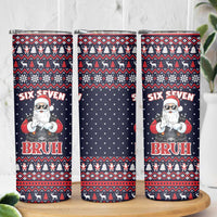 Funny Santa Six Seven Bruh Christmas Skinny Tumbler Meme Gen Alpha Slang - Wonder Print Shop
