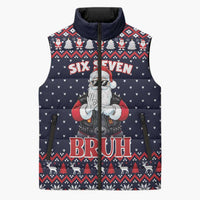 Funny Santa Six Seven Bruh Christmas Sleeveless Puffer Jacket Meme Gen Alpha Slang - Wonder Print Shop