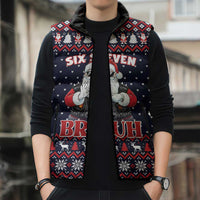 Funny Santa Six Seven Bruh Christmas Sleeveless Puffer Jacket Meme Gen Alpha Slang - Wonder Print Shop