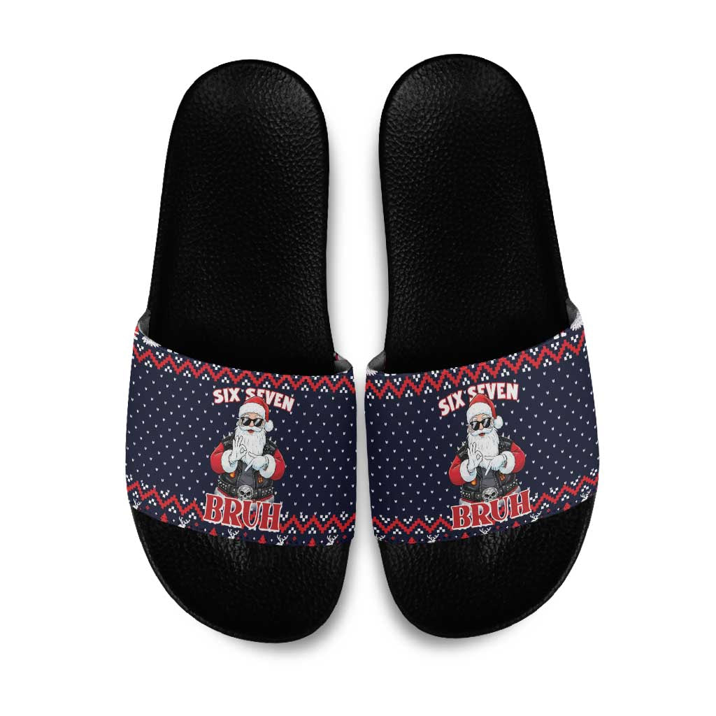 Funny Santa Six Seven Bruh Christmas Slide Sandals Meme Gen Alpha Slang - Wonder Print Shop