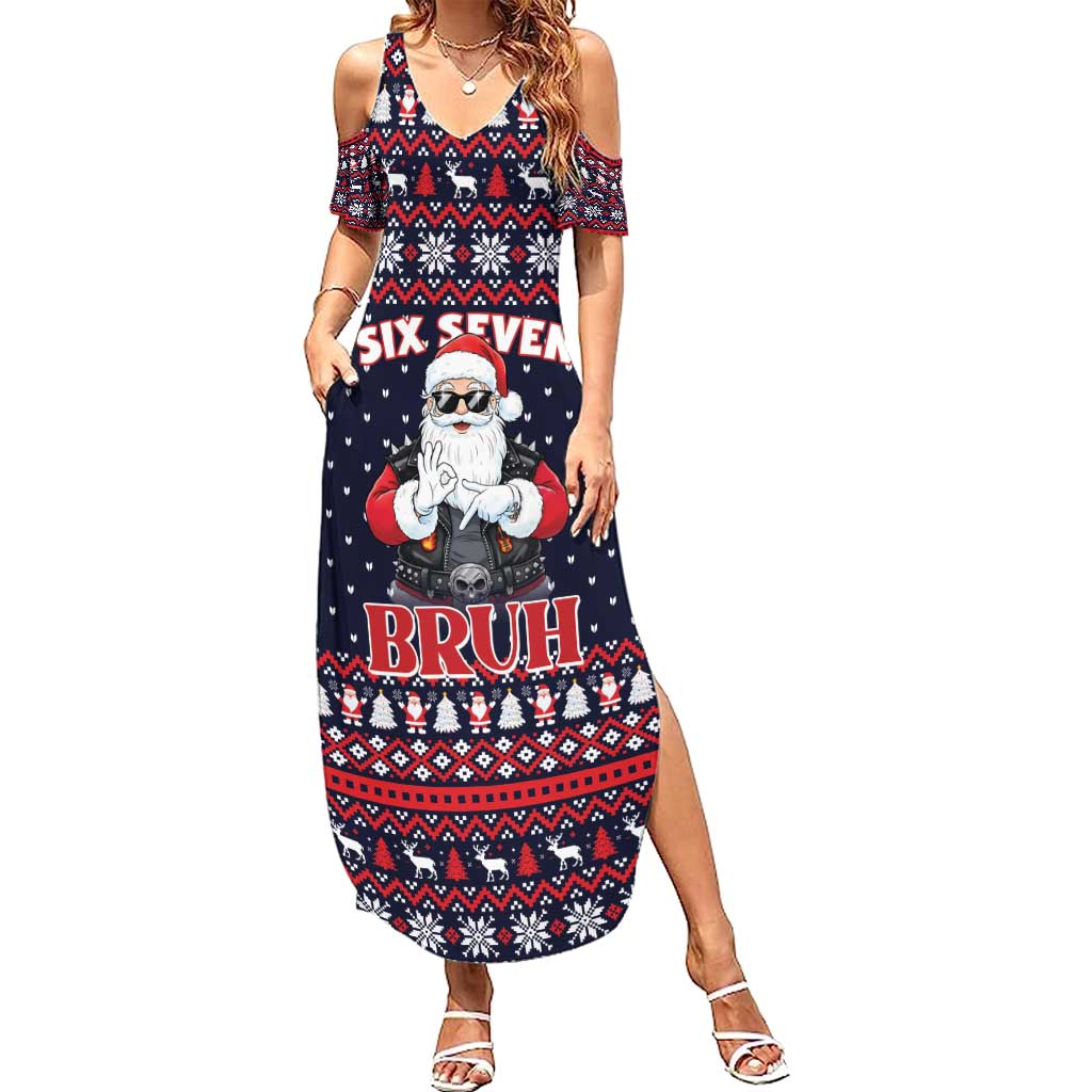 Funny Santa Six Seven Bruh Christmas Summer Maxi Dress Meme Gen Alpha Slang - Wonder Print Shop