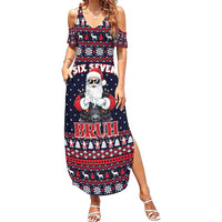 Funny Santa Six Seven Bruh Christmas Summer Maxi Dress Meme Gen Alpha Slang - Wonder Print Shop