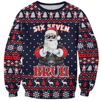 Funny Santa Six Seven Bruh Christmas Sweatshirt Meme Gen Alpha Slang - Wonder Print Shop