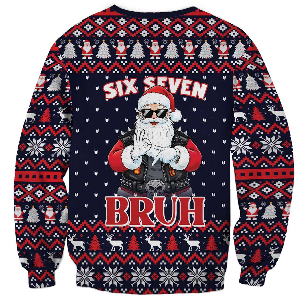 Funny Santa Six Seven Bruh Christmas Sweatshirt Meme Gen Alpha Slang - Wonder Print Shop