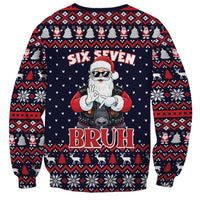 Funny Santa Six Seven Bruh Christmas Sweatshirt Meme Gen Alpha Slang - Wonder Print Shop