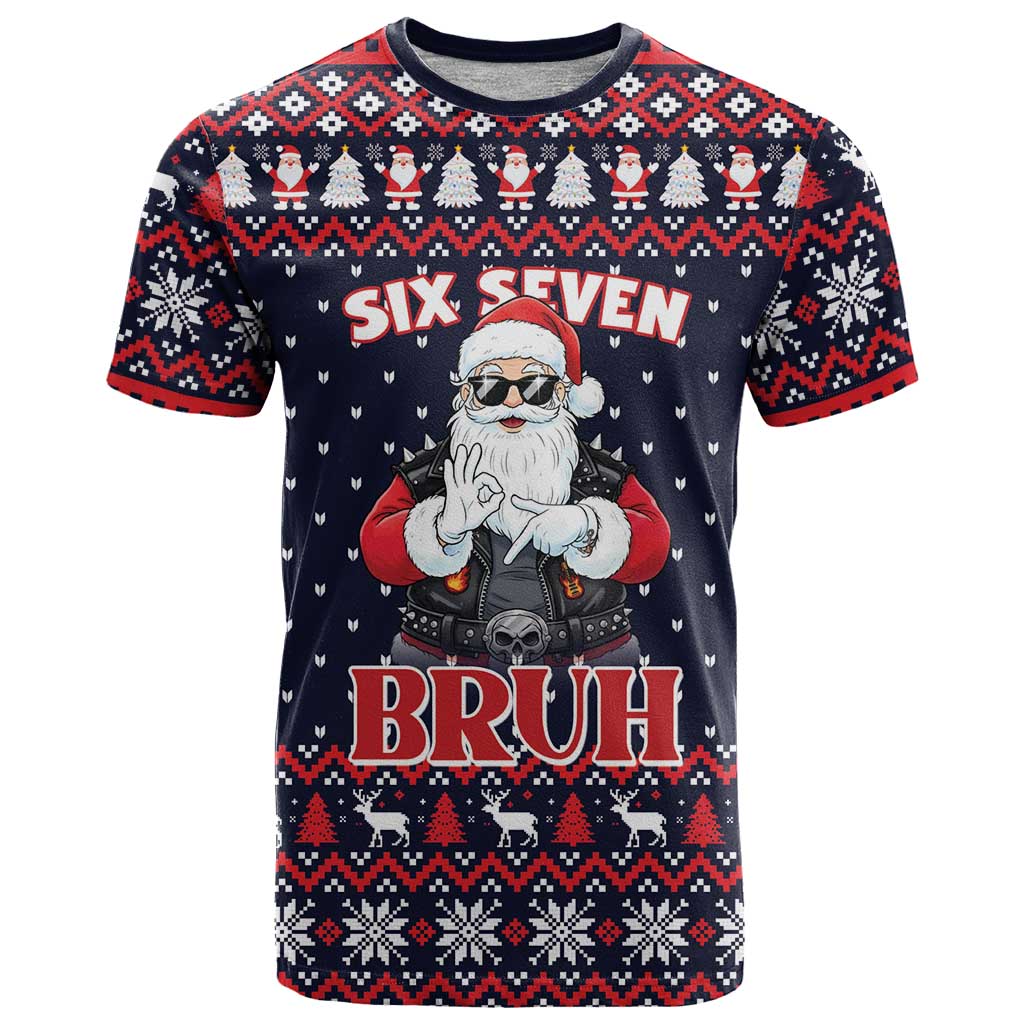 Funny Santa Six Seven Bruh Christmas T Shirt Meme Gen Alpha Slang - Wonder Print Shop