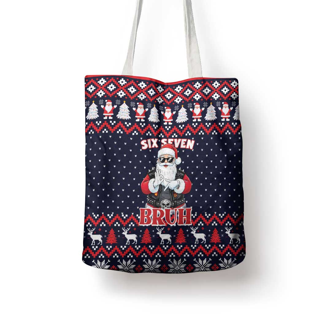 Funny Santa Six Seven Bruh Christmas Tote Bag Meme Gen Alpha Slang - Wonder Print Shop