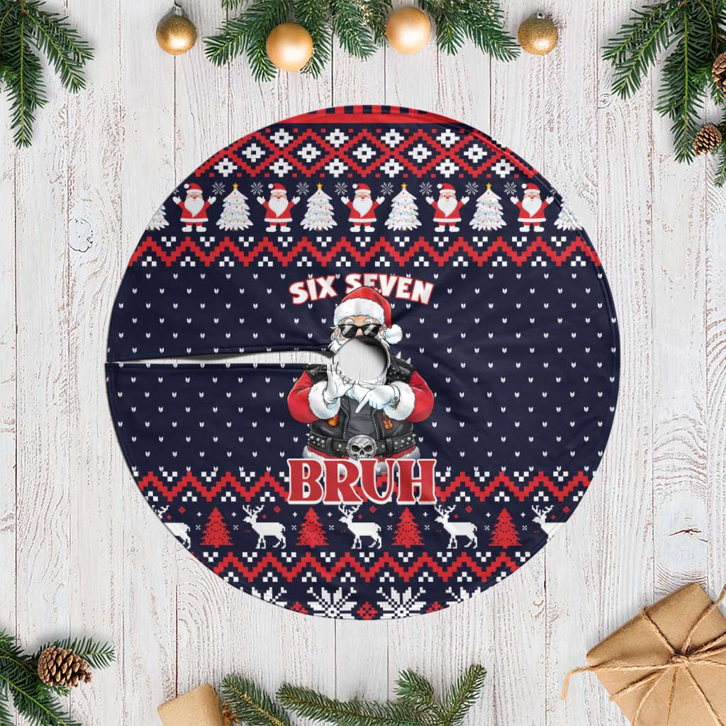 Funny Santa Six Seven Bruh Christmas Tree Skirt Meme Gen Alpha Slang - Wonder Print Shop