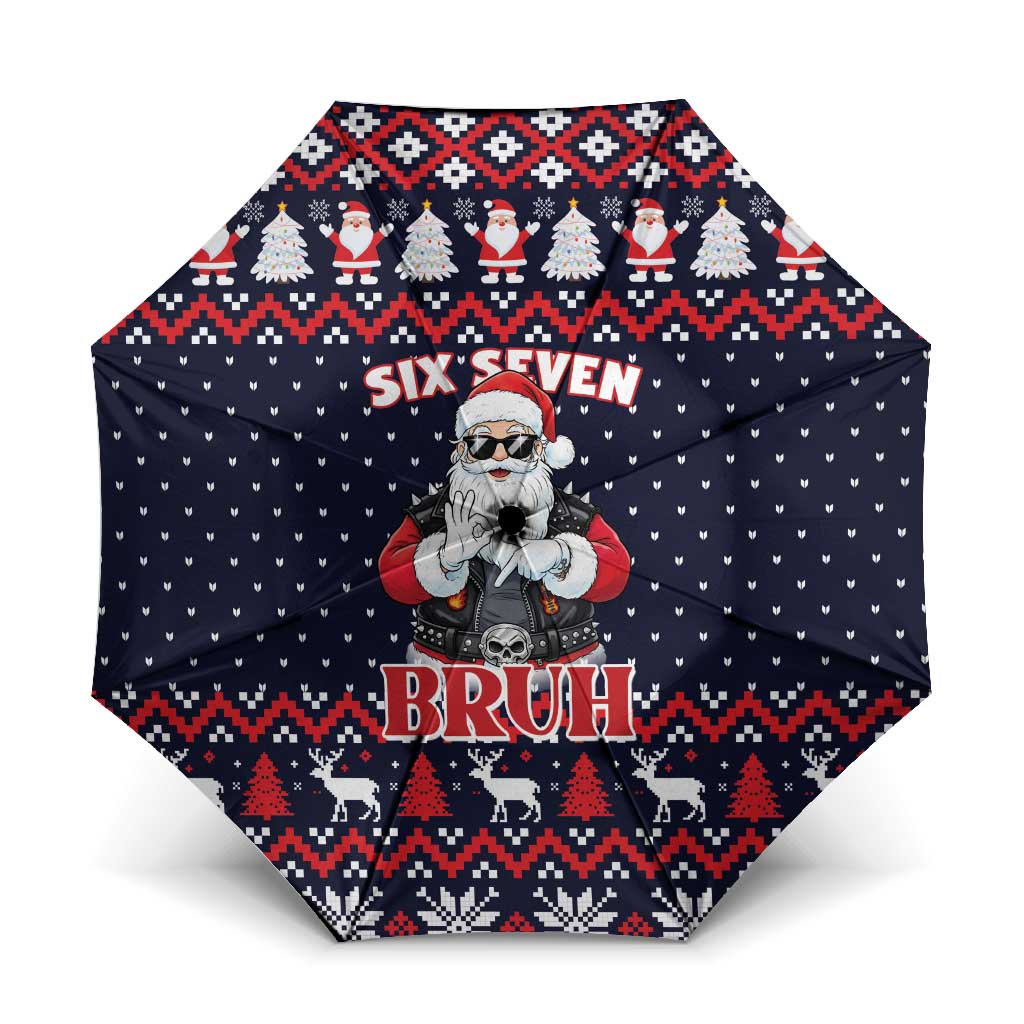 Funny Santa Six Seven Bruh Christmas Umbrella Meme Gen Alpha Slang - Wonder Print Shop