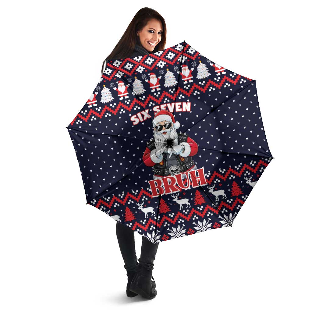 Funny Santa Six Seven Bruh Christmas Umbrella Meme Gen Alpha Slang - Wonder Print Shop