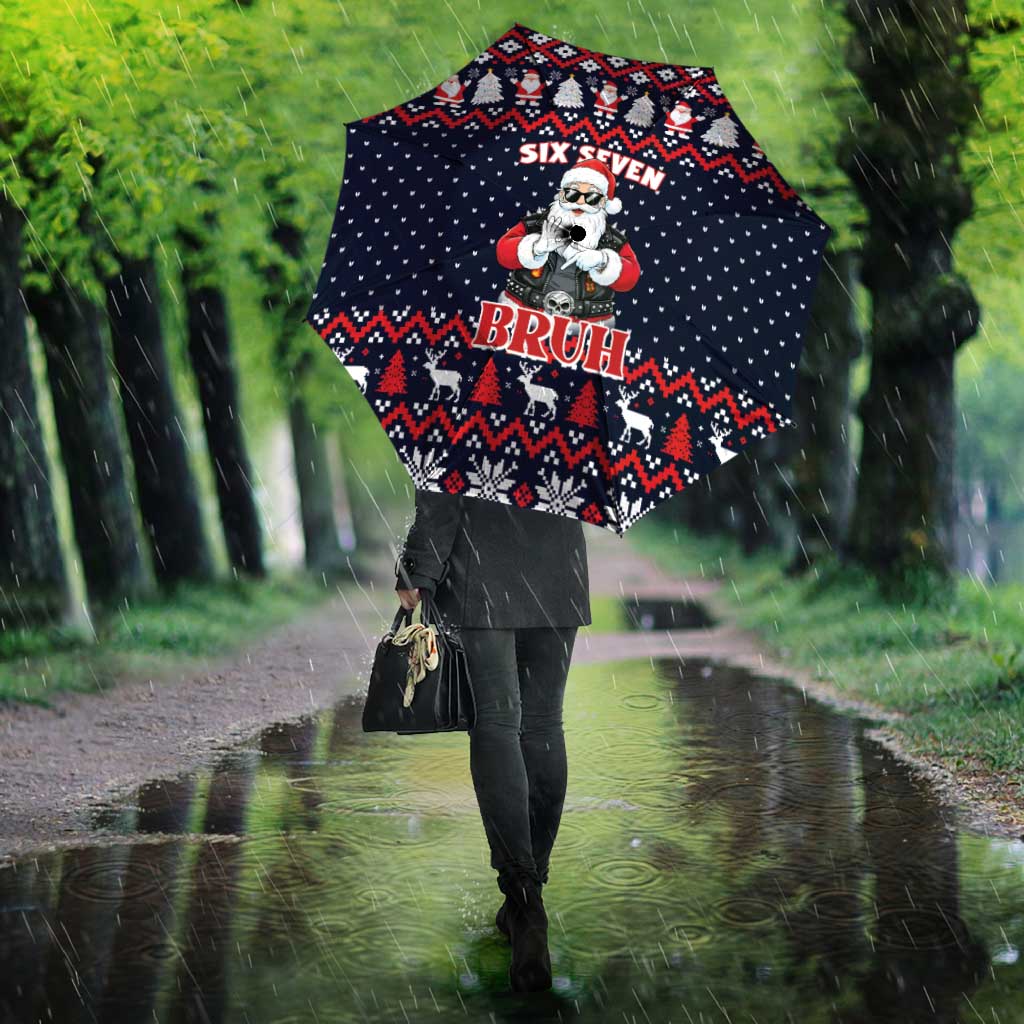 Funny Santa Six Seven Bruh Christmas Umbrella Meme Gen Alpha Slang - Wonder Print Shop