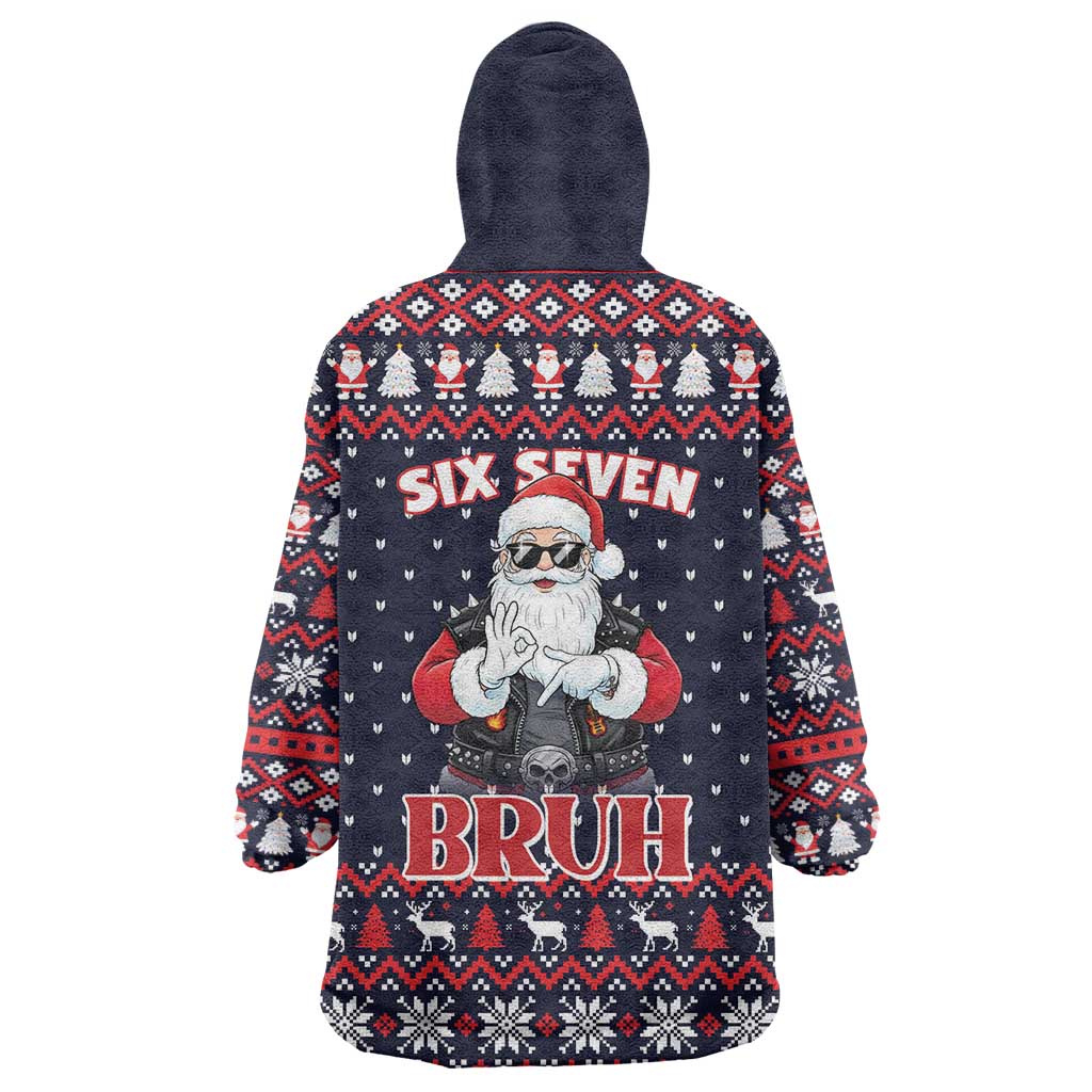 Funny Santa Six Seven Bruh Christmas Wearable Blanket Hoodie Meme Gen Alpha Slang - Wonder Print Shop