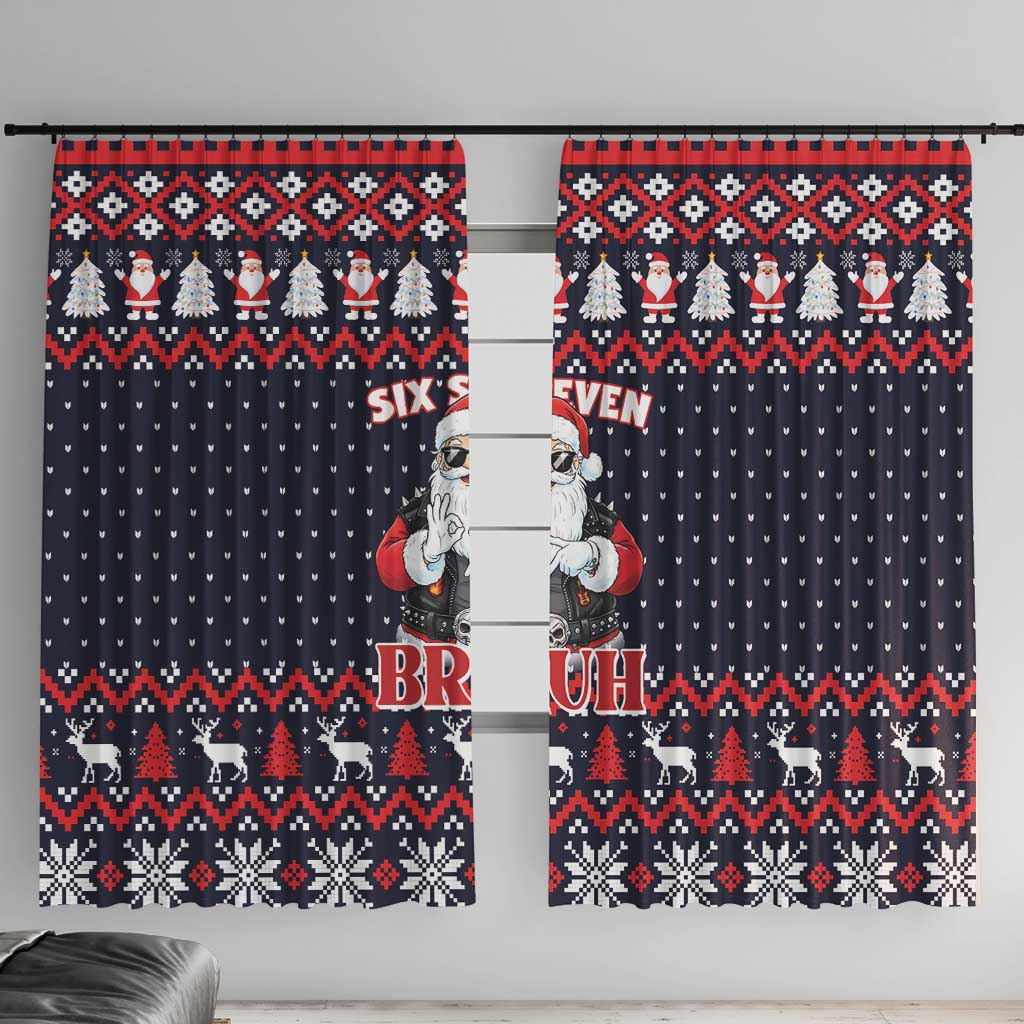 Funny Santa Six Seven Bruh Christmas Window Curtain Meme Gen Alpha Slang - Wonder Print Shop