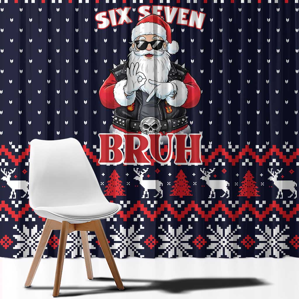 Funny Santa Six Seven Bruh Christmas Window Curtain Meme Gen Alpha Slang - Wonder Print Shop