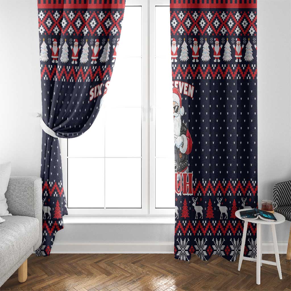 Funny Santa Six Seven Bruh Christmas Window Curtain Meme Gen Alpha Slang - Wonder Print Shop