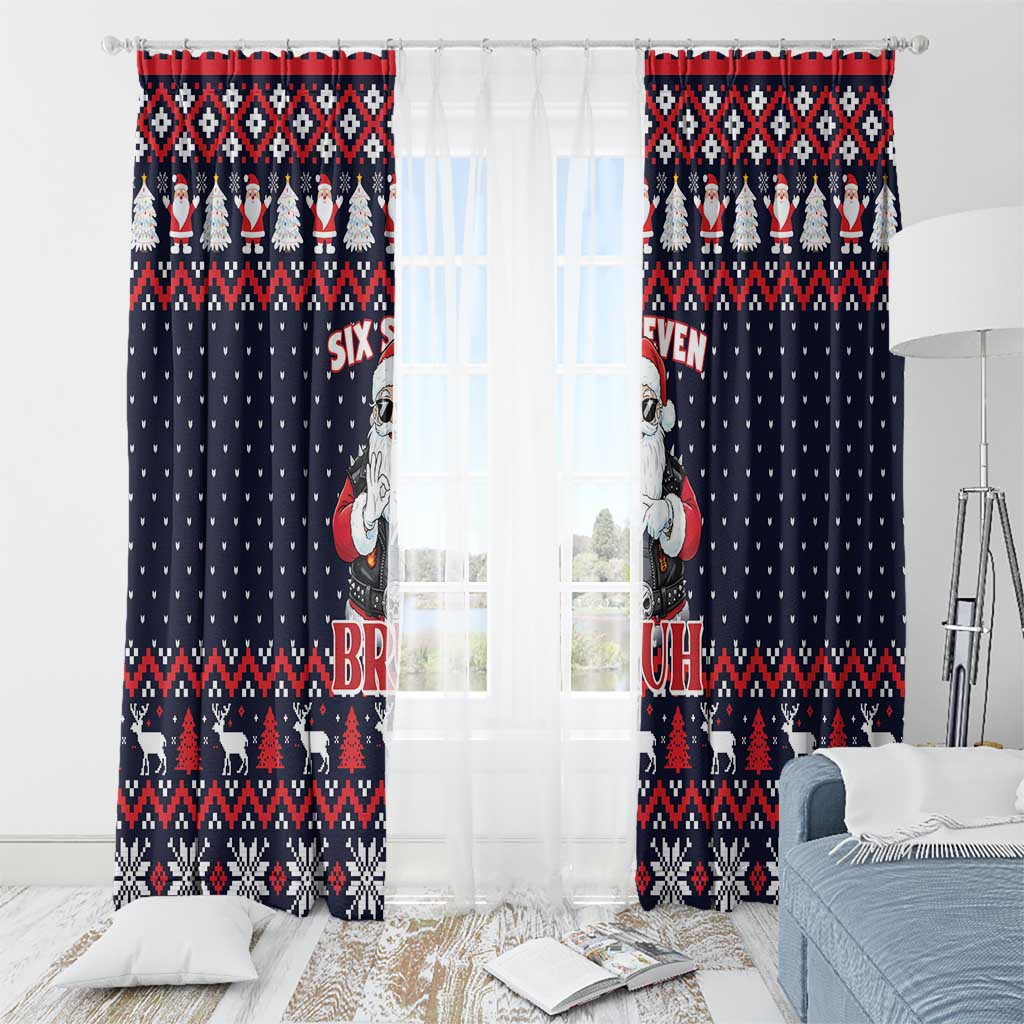 Funny Santa Six Seven Bruh Christmas Window Curtain Meme Gen Alpha Slang - Wonder Print Shop