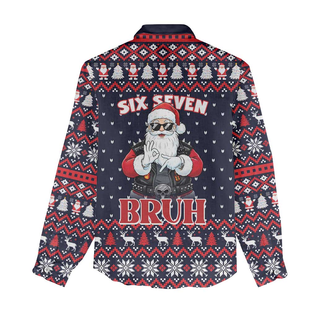 Funny Santa Six Seven Bruh Christmas Women Casual Shirt Meme Gen Alpha Slang - Wonder Print Shop