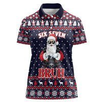 Funny Santa Six Seven Bruh Christmas Women Polo Shirt Meme Gen Alpha Slang - Wonder Print Shop