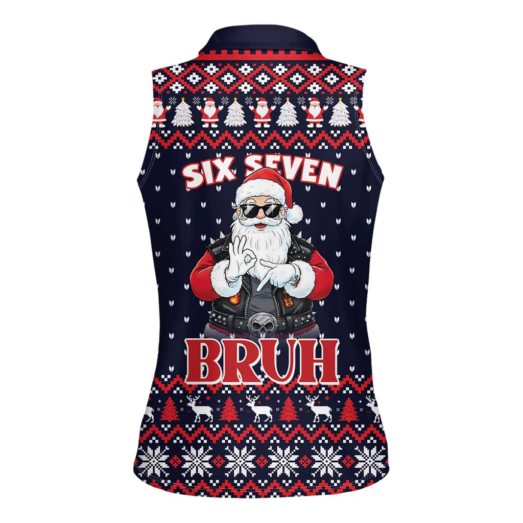 Funny Santa Six Seven Bruh Christmas Women Sleeveless Polo Shirt Meme Gen Alpha Slang - Wonder Print Shop
