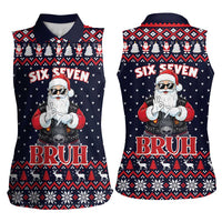 Funny Santa Six Seven Bruh Christmas Women Sleeveless Polo Shirt Meme Gen Alpha Slang - Wonder Print Shop
