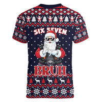 Funny Santa Six Seven Bruh Christmas Women V-Neck T-Shirt Meme Gen Alpha Slang - Wonder Print Shop