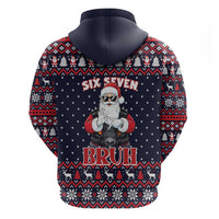 Funny Santa Six Seven Bruh Christmas Zip Hoodie Meme Gen Alpha Slang - Wonder Print Shop