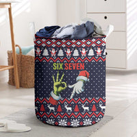 Grinch Hand Six Seven Xmas Laundry Basket Meme Gen Alpha Slang - Wonder Print Shop