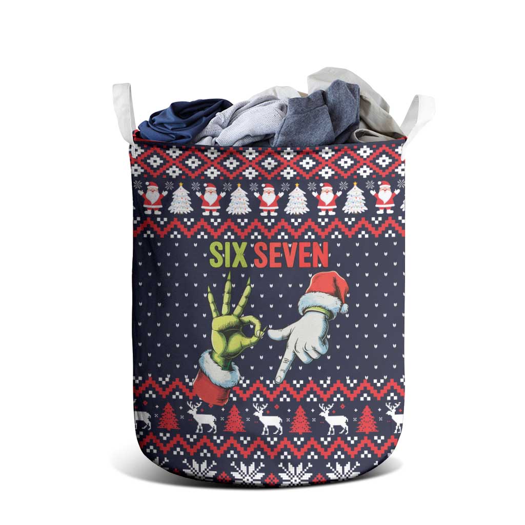 Grinch Hand Six Seven Xmas Laundry Basket Meme Gen Alpha Slang - Wonder Print Shop