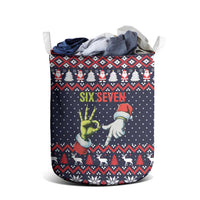 Grinch Hand Six Seven Xmas Laundry Basket Meme Gen Alpha Slang - Wonder Print Shop