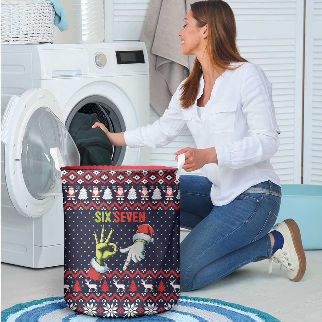 Grinch Hand Six Seven Xmas Laundry Basket Meme Gen Alpha Slang - Wonder Print Shop