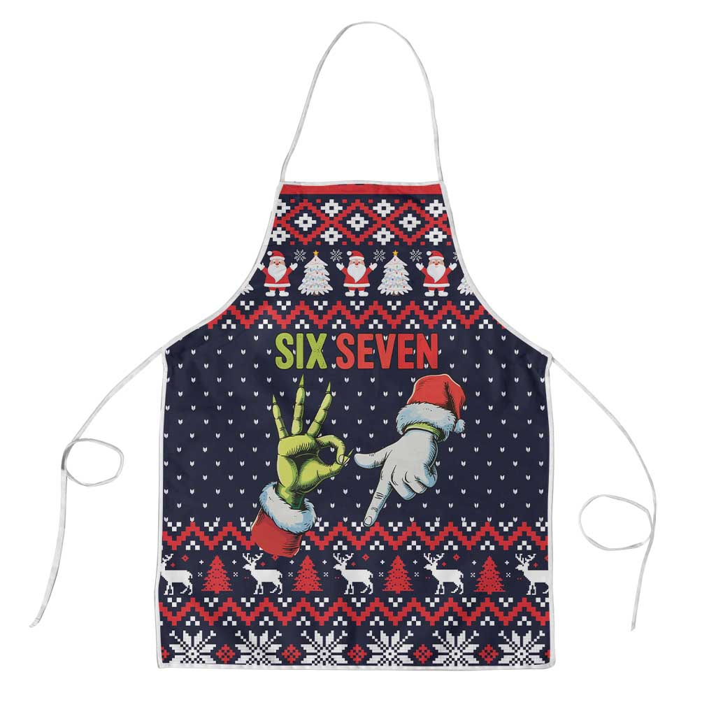 Grinch Hand Six Seven Xmas Apron Meme Gen Alpha Slang - Wonder Print Shop