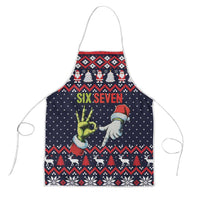 Grinch Hand Six Seven Xmas Apron Meme Gen Alpha Slang - Wonder Print Shop