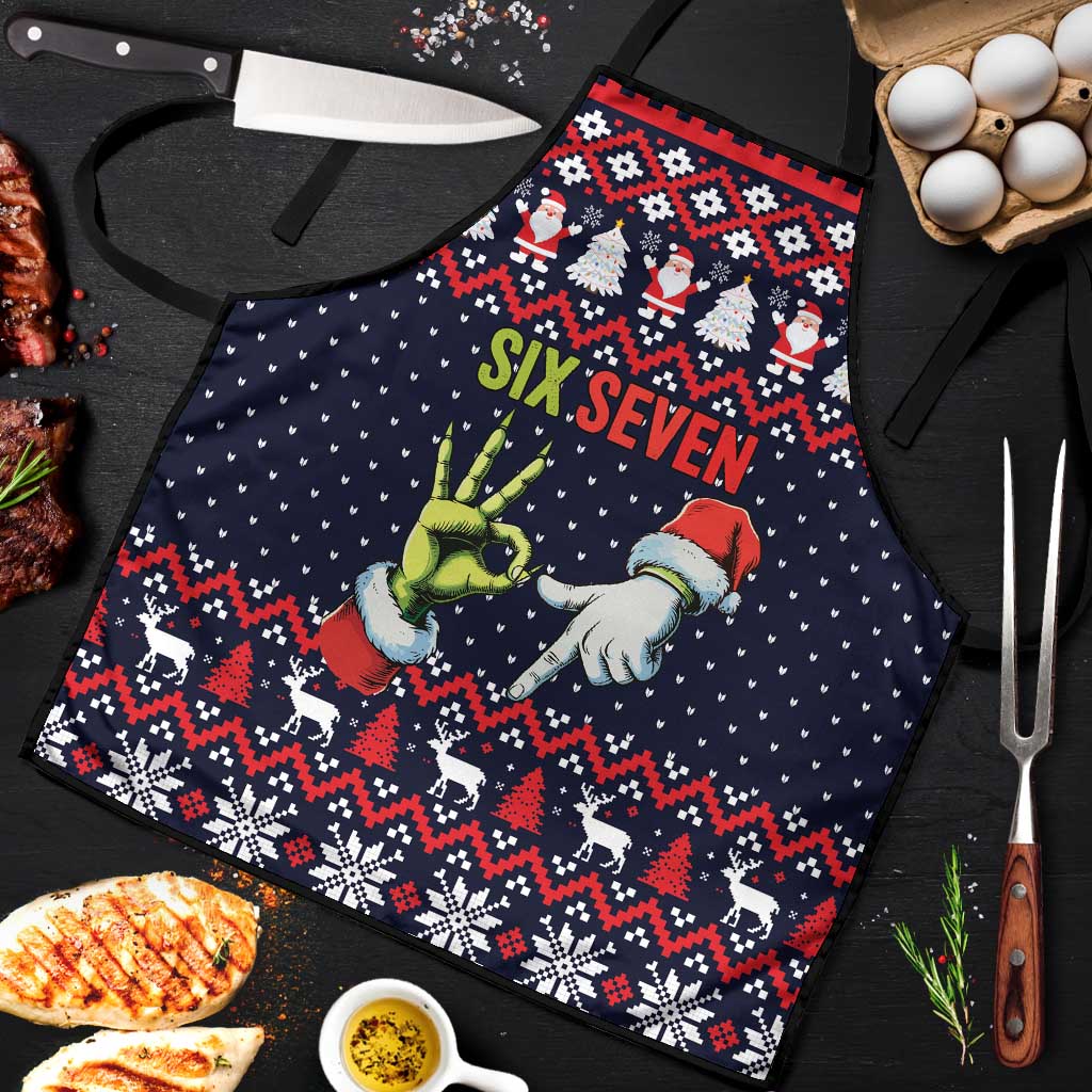 Grinch Hand Six Seven Xmas Apron Meme Gen Alpha Slang - Wonder Print Shop